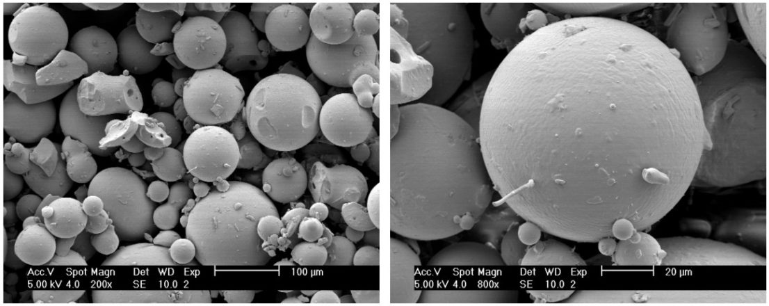electron micrographs of powder A without filler